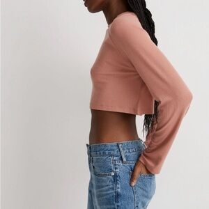 Madewell Long Sleeve Crop Top - Dusty Pink